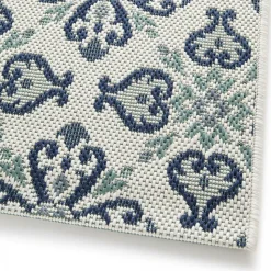 UNAMOURDETAPIS - Tapis extérieur 200x290 tissé kilim vert et bleu casada 7
