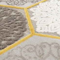 UNAMOURDETAPIS - Tapis extérieur 160x230 tissé kilim beige et jaune luxora 2