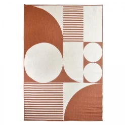 UNAMOURDETAPIS - Tapis extérieur, kilim reversible 120x170 lyn2 bf reversible terracota et crème