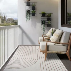 UNAMOURDETAPIS - Tapis extérieur, kilim reversible 240x340 an reversible terracota et crème