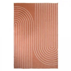 UNAMOURDETAPIS - Tapis extérieur, kilim reversible 240x340 an reversible terracota et crème