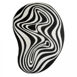 UNAMOURDETAPIS - Tapis rond d'extérieur, kilim reversible 160x230 lyn2 w reversible noir et blanc