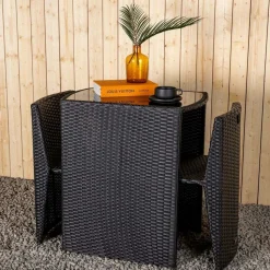 VENTURE HOME - Ensemble table et 2 chaises en résine tressée savanna