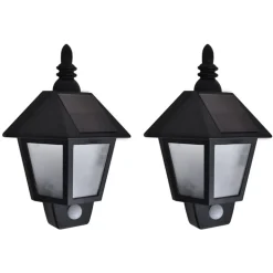 VIDAXL - Appliques murales solaires 2 pcs avec capteur de mouvement noir