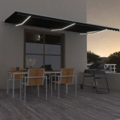 VIDAXL - Auvent automatique capteur de vent et led 600x300 cm anthracite