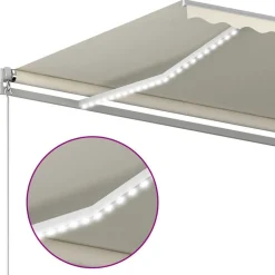 VIDAXL - Auvent automatique capteur de vent/led 6x3 m crème