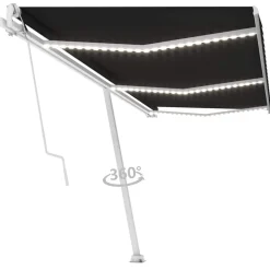 VIDAXL - Auvent automatique capteur de vent et led 600x300 cm anthracite