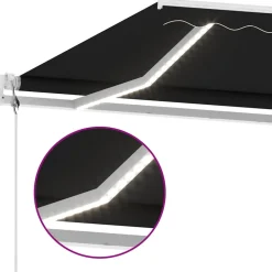 VIDAXL - Auvent automatique capteur de vent et led 600x300 cm anthracite