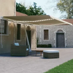 VIDAXL - Auvent automatique avec capteur de vent et led 600x300 cm crème