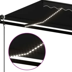 VIDAXL - Auvent automatique capteur de vent et led 400x350 cm anthracite