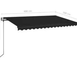 VIDAXL - Auvent automatique capteur de vent et led 400x350 cm anthracite