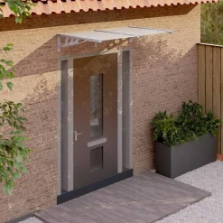 VIDAXL - Auvent de porte gris et transparent 152,5x90 cm polycarbonate