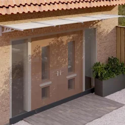VIDAXL - Auvent de porte gris et transparent 396x90 cm polycarbonate