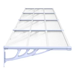VIDAXL - Auvent de porte gris et transparent 396x90 cm polycarbonate
