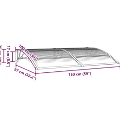 VIDAXL - Auvent de porte gris 150x100 cm polycarbonate