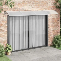 VIDAXL - Auvent de porte gris et transparent 350x75 cm polycarbonate