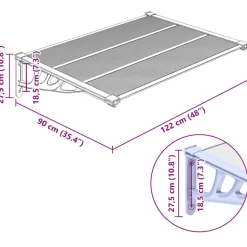 VIDAXL - Auvent de porte gris et transparent 122x90 cm polycarbonate