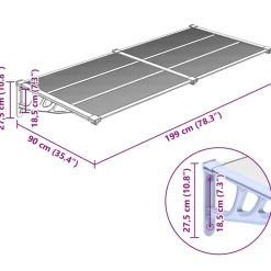 VIDAXL - Auvent de porte gris et transparent 199x90 cm polycarbonate