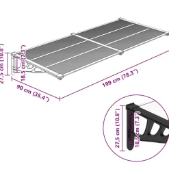 VIDAXL - Auvent de porte noir et transparent 199x90 cm polycarbonate