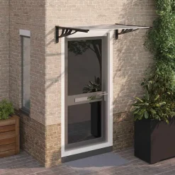 VIDAXL - Auvent de porte noir et transparent 122x90 cm polycarbonate
