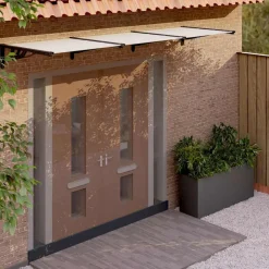 VIDAXL - Auvent de porte noir et transparent 358,5x90 cm polycarbonate