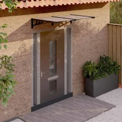 VIDAXL - Auvent de porte noir 152,5x90 cm polycarbonate