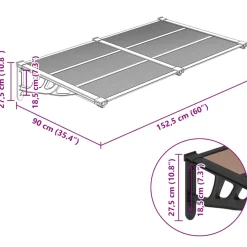 VIDAXL - Auvent de porte noir 152,5x90 cm polycarbonate