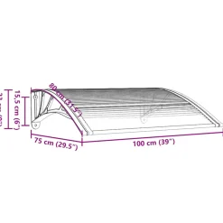 VIDAXL - Auvent de porte noir et transparent 100x75 cm polycarbonate