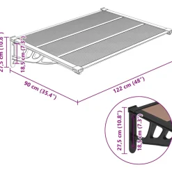 VIDAXL - Auvent de porte noir 122x90 cm polycarbonate