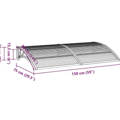 VIDAXL - Auvent de porte noir et transparent 150x75 cm polycarbonate