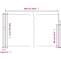 VIDAXL - Auvent latéral rétractable marron 120x500 cm