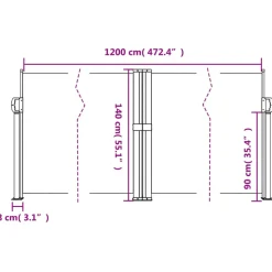 VIDAXL - Auvent latéral rétractable anthracite 140x1200 cm