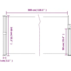VIDAXL - Auvent latéral rétractable noir 140x300 cm