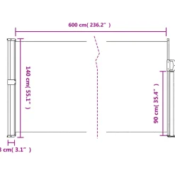 VIDAXL - Auvent latéral rétractable bleu 140x600 cm