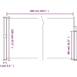 VIDAXL - Auvent latéral rétractable bleu 120x600 cm