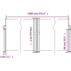 VIDAXL - Auvent latéral rétractable crème 140x1200 cm
