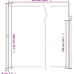 VIDAXL - Auvent latéral rétractable anthracite 200x500 cm