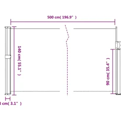 VIDAXL - Auvent latéral rétractable marron 140x500 cm