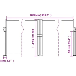 VIDAXL - Auvent latéral rétractable crème 140x1000 cm