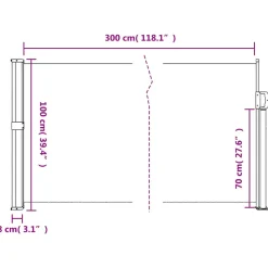 VIDAXL - Auvent latéral rétractable marron 100x300 cm