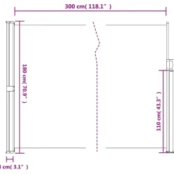 VIDAXL - Auvent latéral rétractable marron 180x300 cm
