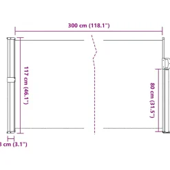 VIDAXL - Auvent latéral rétractable noir 117x300 cm