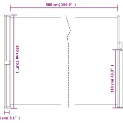 VIDAXL - Auvent latéral rétractable marron 180x500 cm