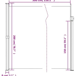 VIDAXL - Auvent latéral rétractable marron 200x300 cm
