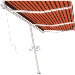 VIDAXL - Auvent manuel rétractable avec led 600x300 cm orange et marron