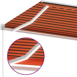 VIDAXL - Auvent manuel rétractable avec led 600x300 cm orange et marron