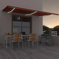 VIDAXL - Auvent manuel rétractable avec led 600x300 cm orange et marron