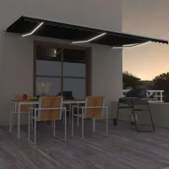 VIDAXL - Auvent manuel rétractable avec led 600x300 cm anthracite