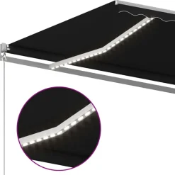 VIDAXL - Auvent manuel rétractable avec led 600x300 cm anthracite