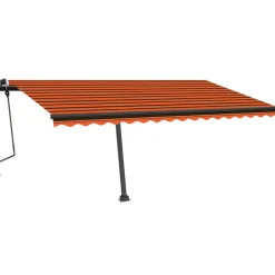 VIDAXL - Auvent manuel rétractable avec led 450x350 cm orange et marron